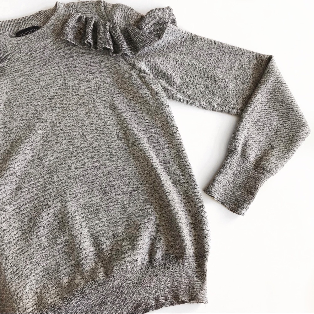 Topshop Gray Ruffle Shoulder Sweater - Picture 8 of 8